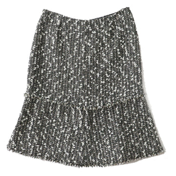 Chanel Tweed Skirt with COCO Mark, Multi, Size 38