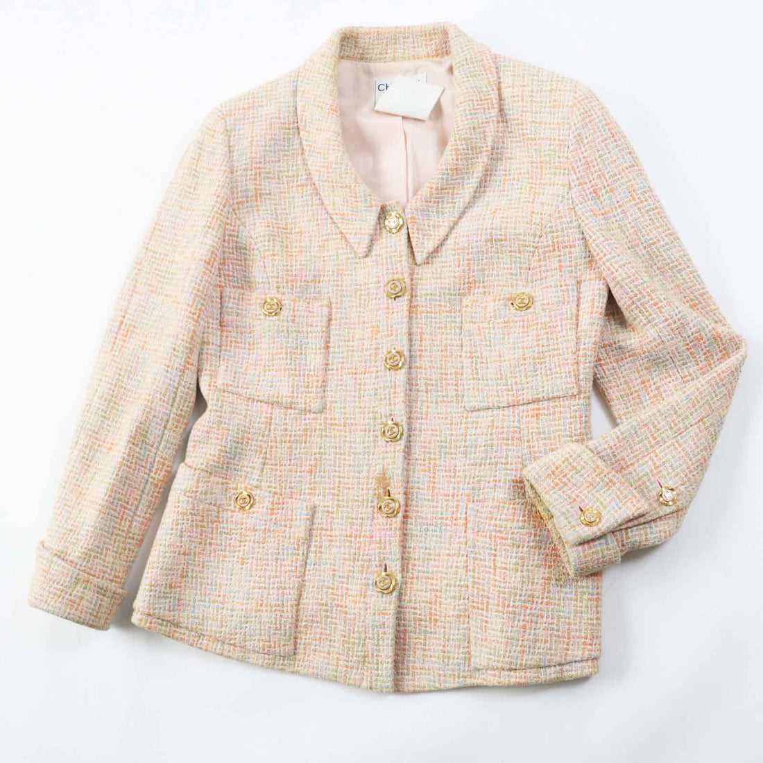 Chanel  Tweed Skirt Suit Orange Multi