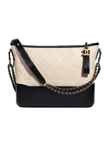 Gabrielle CalBNkin Small Hobo Cross Bag Beige Black Chanel