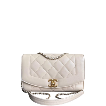 Chanel Diana Small - 22CM Quilted Lambskin Beige Gold Hardware Series 20