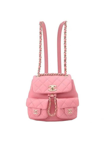 Gold Hardware Two-pocket Calfskin Small Backpack  Pink Chanel