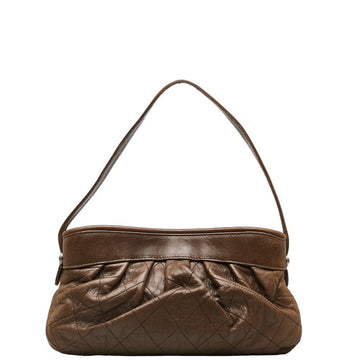 Chanel Matrasse Logo Silver Gold  One-Shoulder Bag Brown   CHANEL