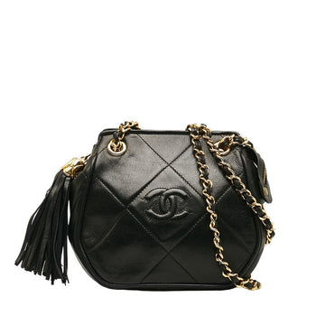 Chanel  Cocono mark Mattress Tassel Chain houlder Bag Pocket Black  Lady Chanel