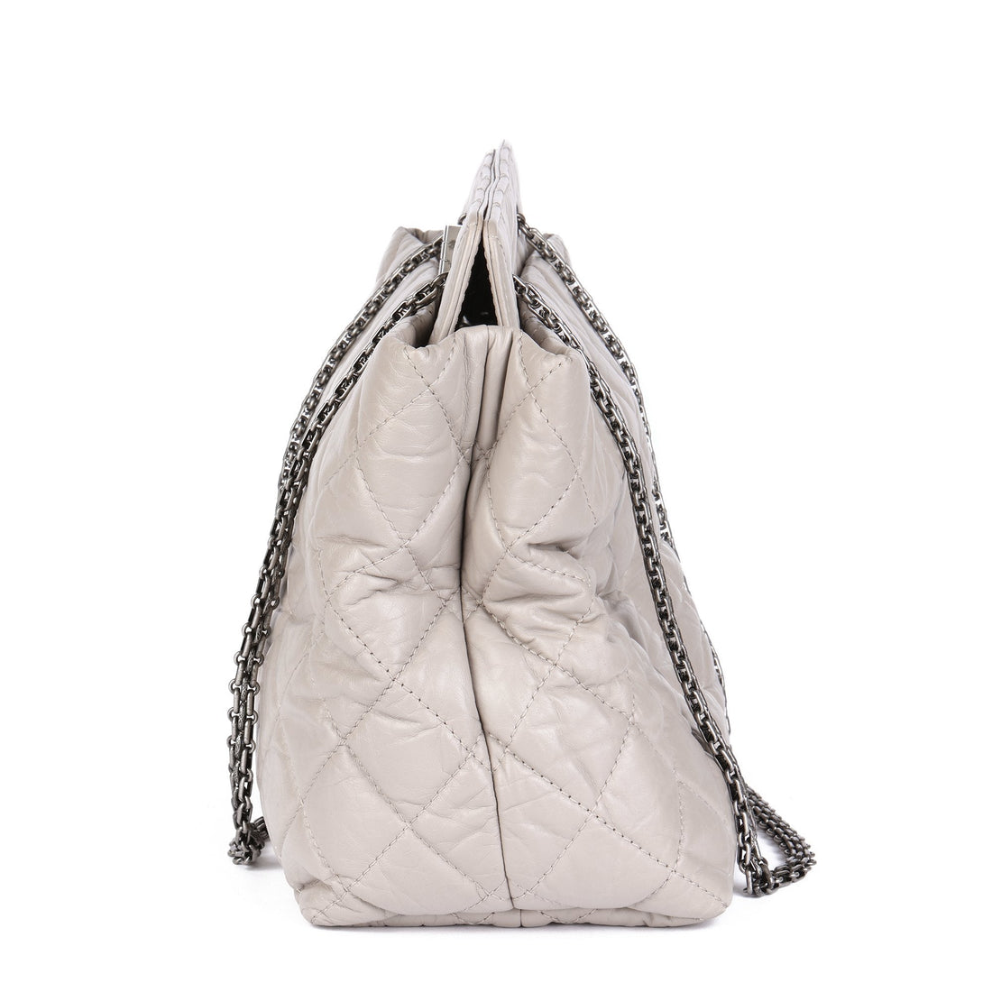 Chanel Greige Quilted CalBNkin Leather 255 Reissue Shoulder Bag