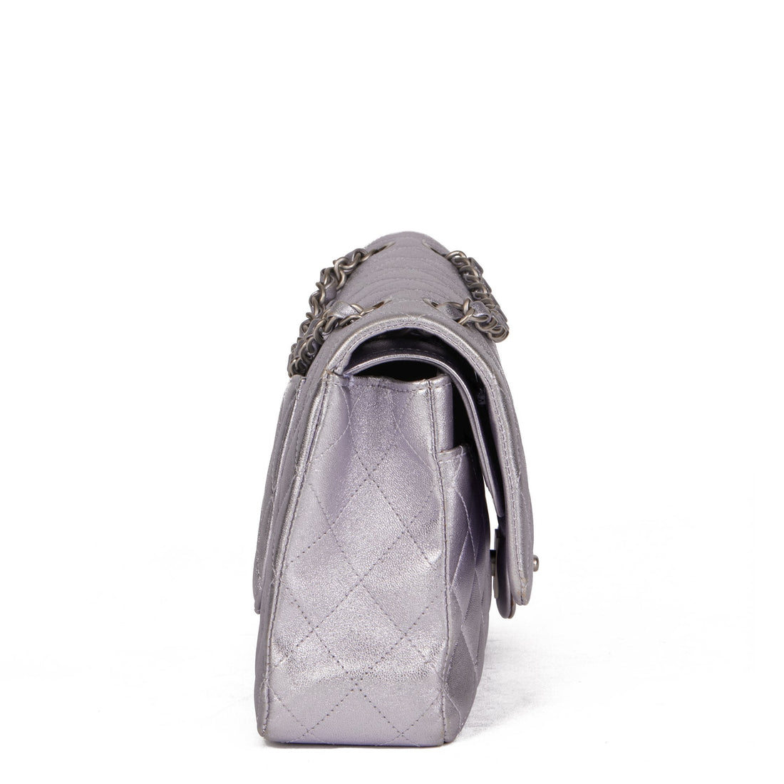 Chanel Pale Purple Quilted Metallic Lambskin Medium Classic Double Flap Bag
