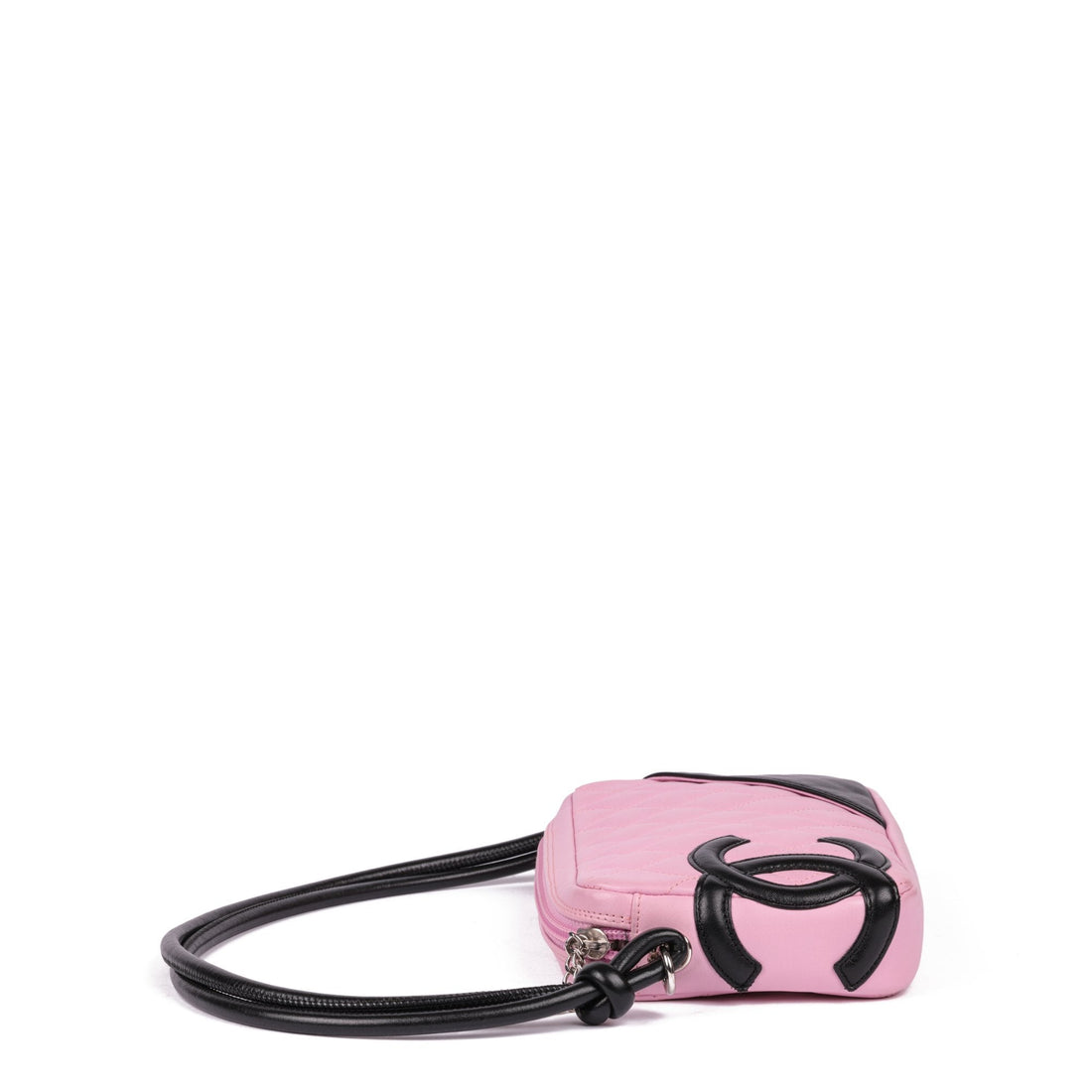 Chanel Pink & Black Quilted Lambskin Cambon Shoulder Pochette Shoulder Bag