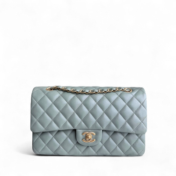 Chanel Classic Flap Medium - Togo/epsom/caviar/clemence/callfskin/cowhide/lambskin 25CM Quilted Light Green Gold Hardware Series 25