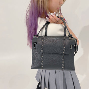 Valentino My Rockstud Small Single Handbag in Black Noir Studs