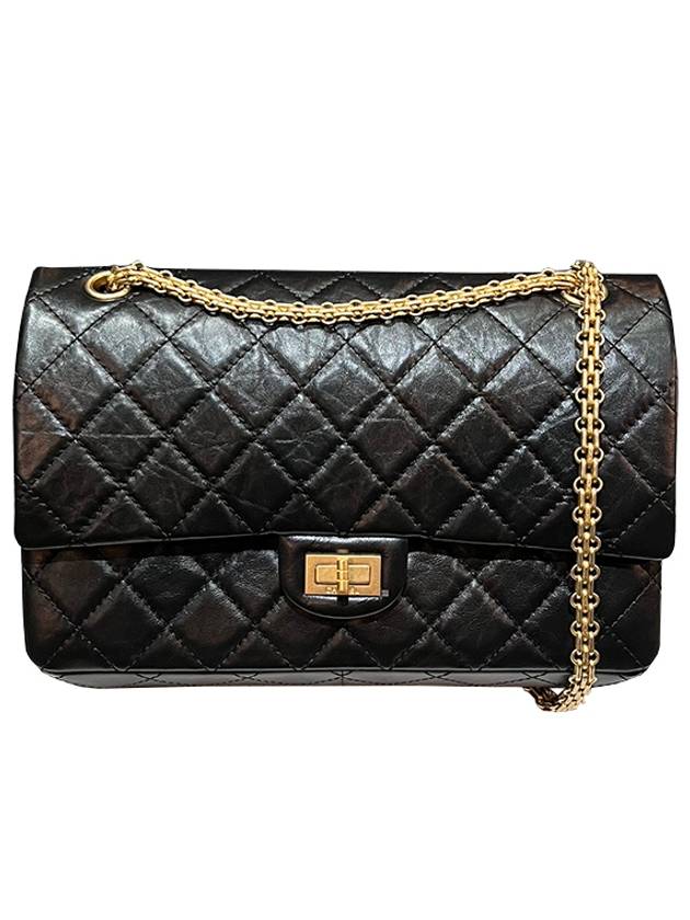 255  CalBNkin Gold Tone Metal Large Flap Shoulder Bag Black Chanel