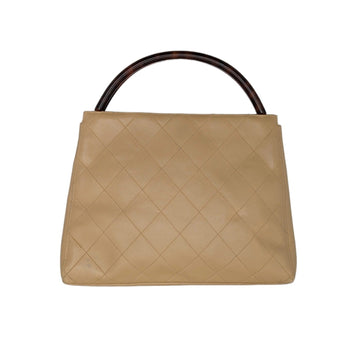 Chanel  Beige Quilted Tortoise Motif Handle Bag