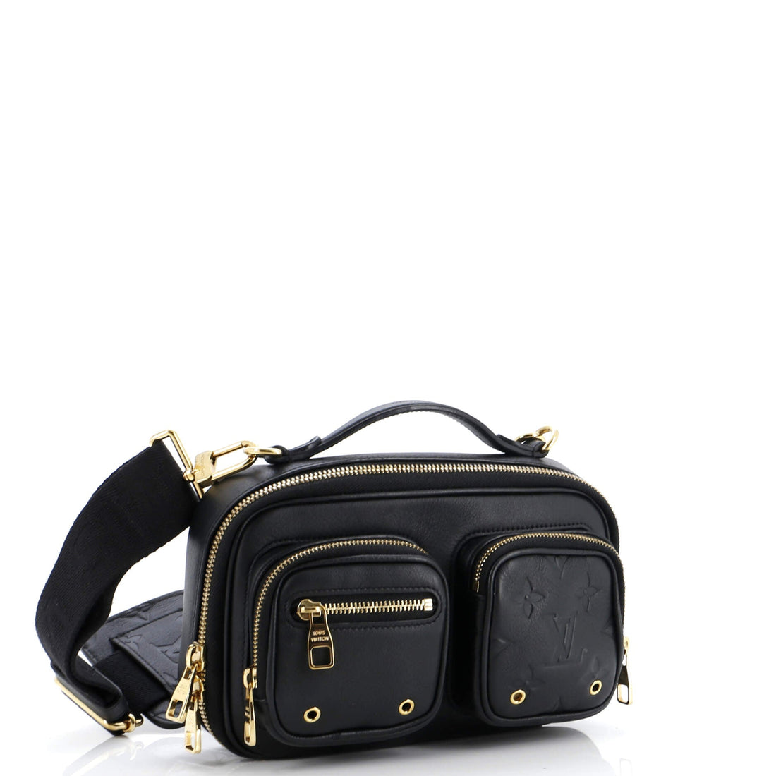 Utility Crossbody Bag Leather with Embossed Monogram Detail
