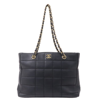 Chanel Chocolate Bar Lamb Skin Chain Tote Bag Black A17859