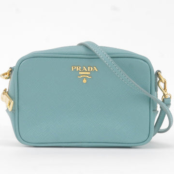 PRADA Vitello Daino Leather Shoulder Bag Purse  Blue 1BC073