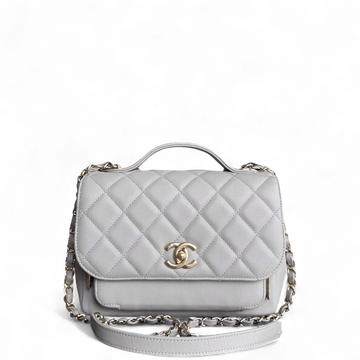 Chanel Business Affinity Medium - Togo/epsom/caviar/clemence/callfskin/cowhide/lambskin Quilted Grained CalBNkin Grey Gray Gold Hardware Series 28
