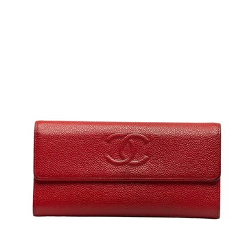 Chanel Cocono mark Long Wallet Red Caviar   Chanel