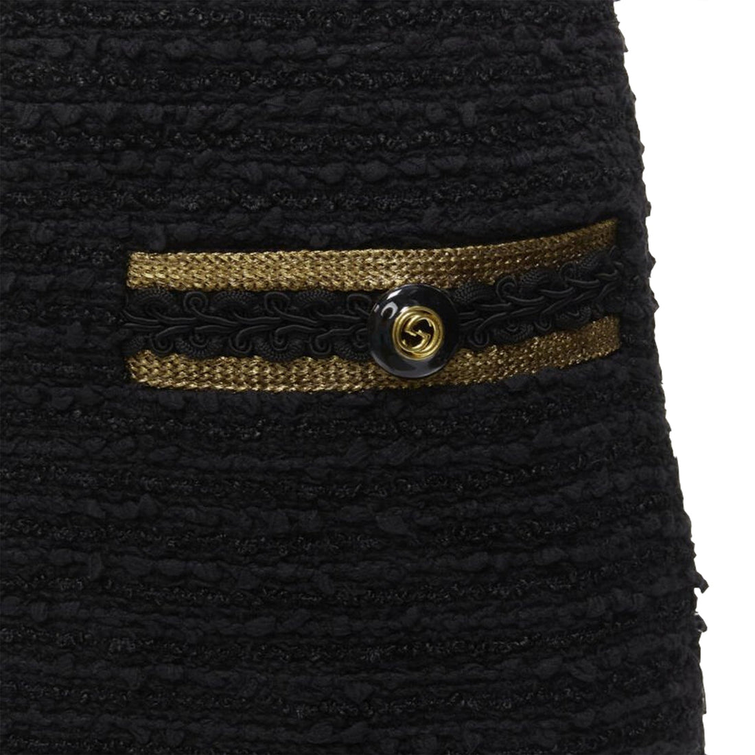 Gucci GG logo button trim tweed mini A-line skirt