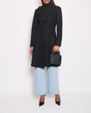 Pearl Street Bags Chanel Black Hooded Longline Wool Coat with Toggle Fasten Detail  FR 42 (UK 10)