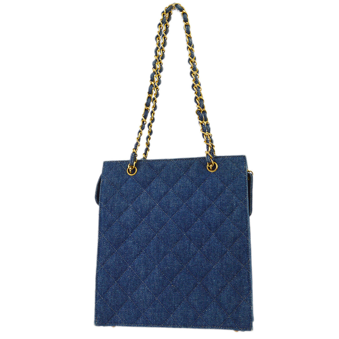 Chanel Denim Chain Tote Handbag