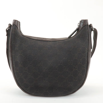 GUCCI GG Denim Leather Shoulder Bag Crossbody Dark Brownk