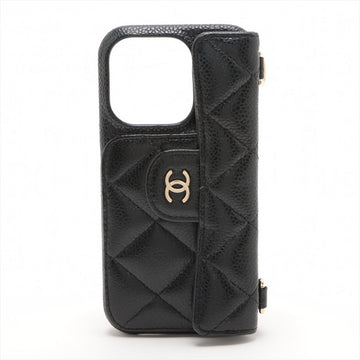 Chanel Matrasse Caviar S iPhone Case Black Gold Gold  Random
