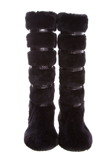 Jimmy Choo Black Fur Boots SZ 37