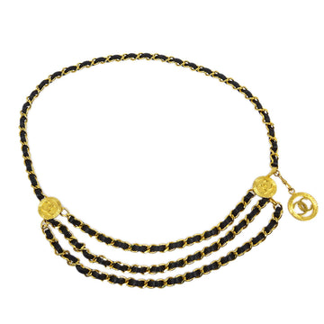 Chanel Medallion Chain Belt Black 1984 Small New
