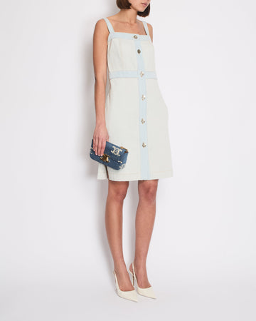 Pearl Street Bags Chanel Light Blue Denim Mini Dress with Button Detail Size FR 40 (UK 12)