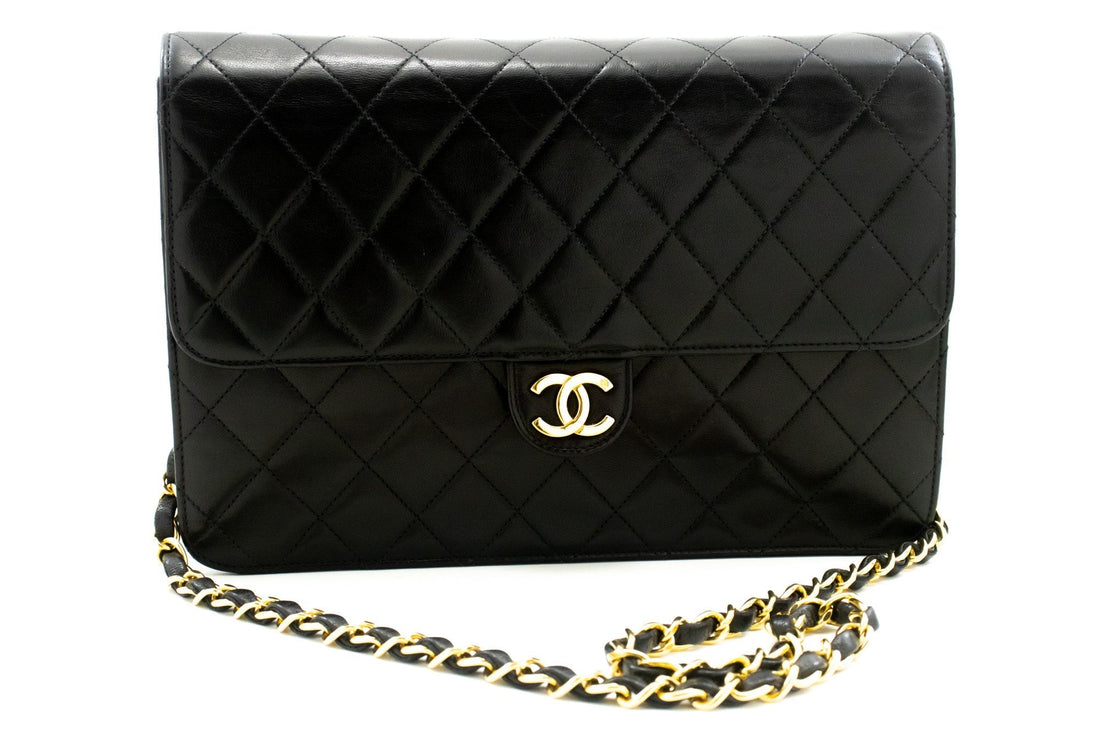 Top Quality Chanel Chain Shoulder Bag Clutch Black Quilted New Lambskin Purse