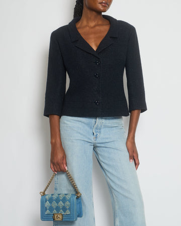 Pearl Street Bags Chanel 01/P Navy Tweed Single Breasted Jacket Size FR 42 (UK 14)