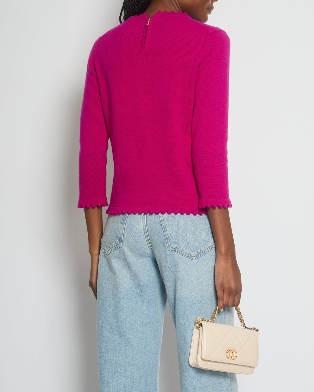Pearl Street Bags Chanel Fuchsia Long Sleeve igan with Button and Pocket Detail Size FR 40 UK 12)