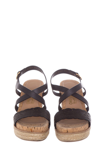 Salvatore Ferragamo Black Leather Espadrille SZ 9.5