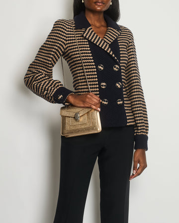 Pearl Street Bags Chanel 15/B Navy, Beige Houndstooth Tweed Double Breasted Jacket Size FR 36 (UK 8)