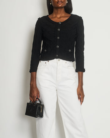 *HOT* Pearl Street Bags Chanel Black Stretch-Jersey igan with Ruthenium CC Buttons Detail Size FR 40 (UK 12)