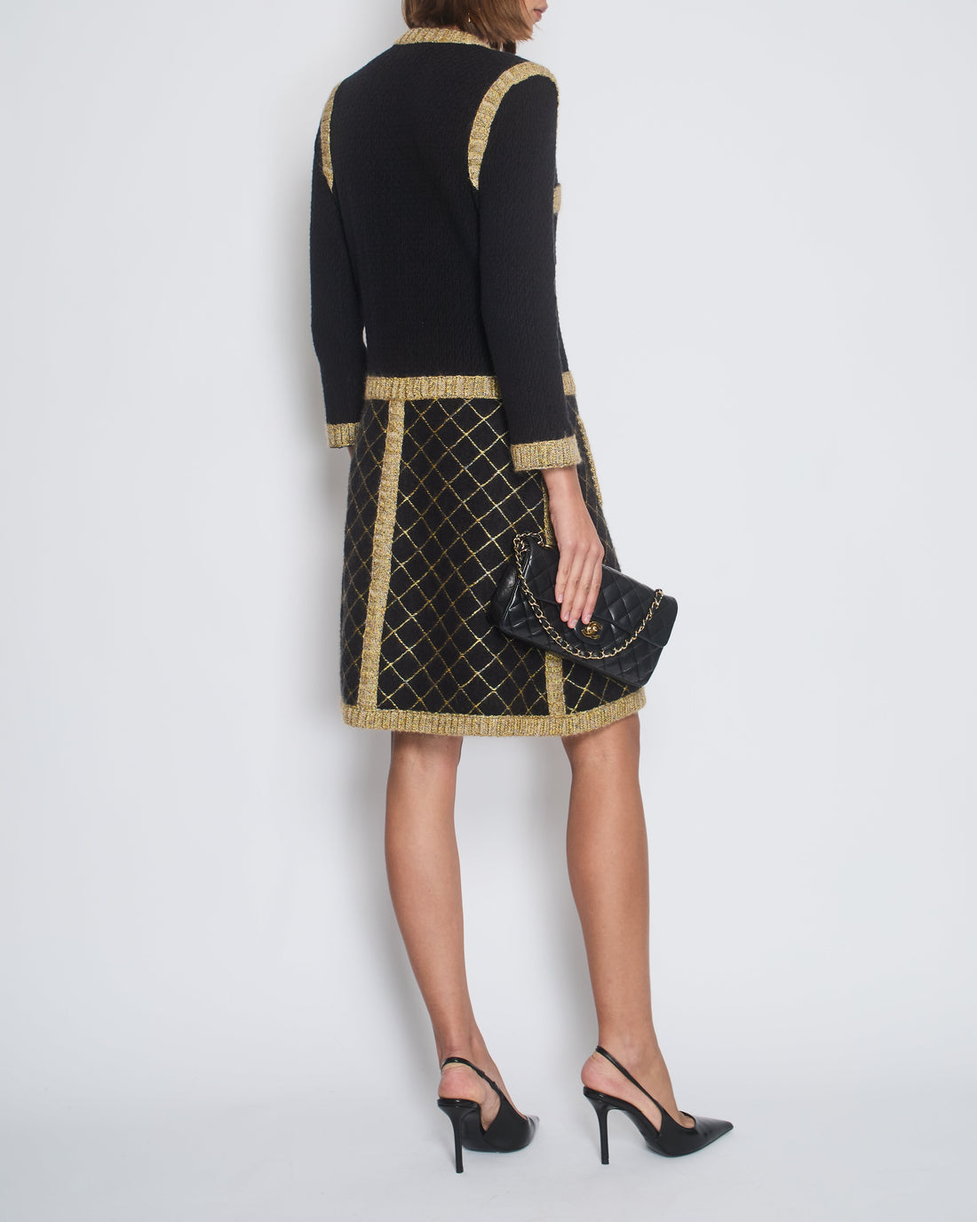 Pearl Street Bags Chanel 15/A Black Long Sleeve Tweed Midi Dress Size FR 40 (UK 12)