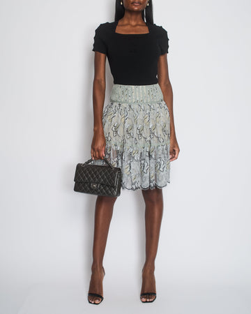 Pearl Street Bags Chanel Grey Pleated Lace Midi Skirt with Flower Detail Size FR 38 (UK 10)