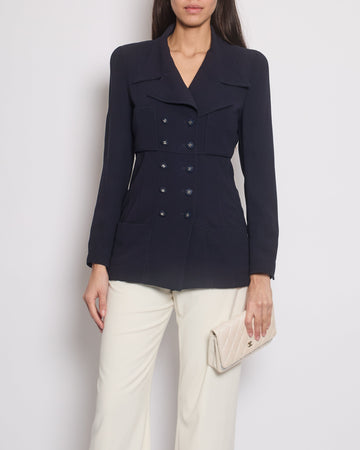Pearl Street Bags Chanel Navy  Jacket With Silver CC Button Detail Size FR 38 (UK 10)
