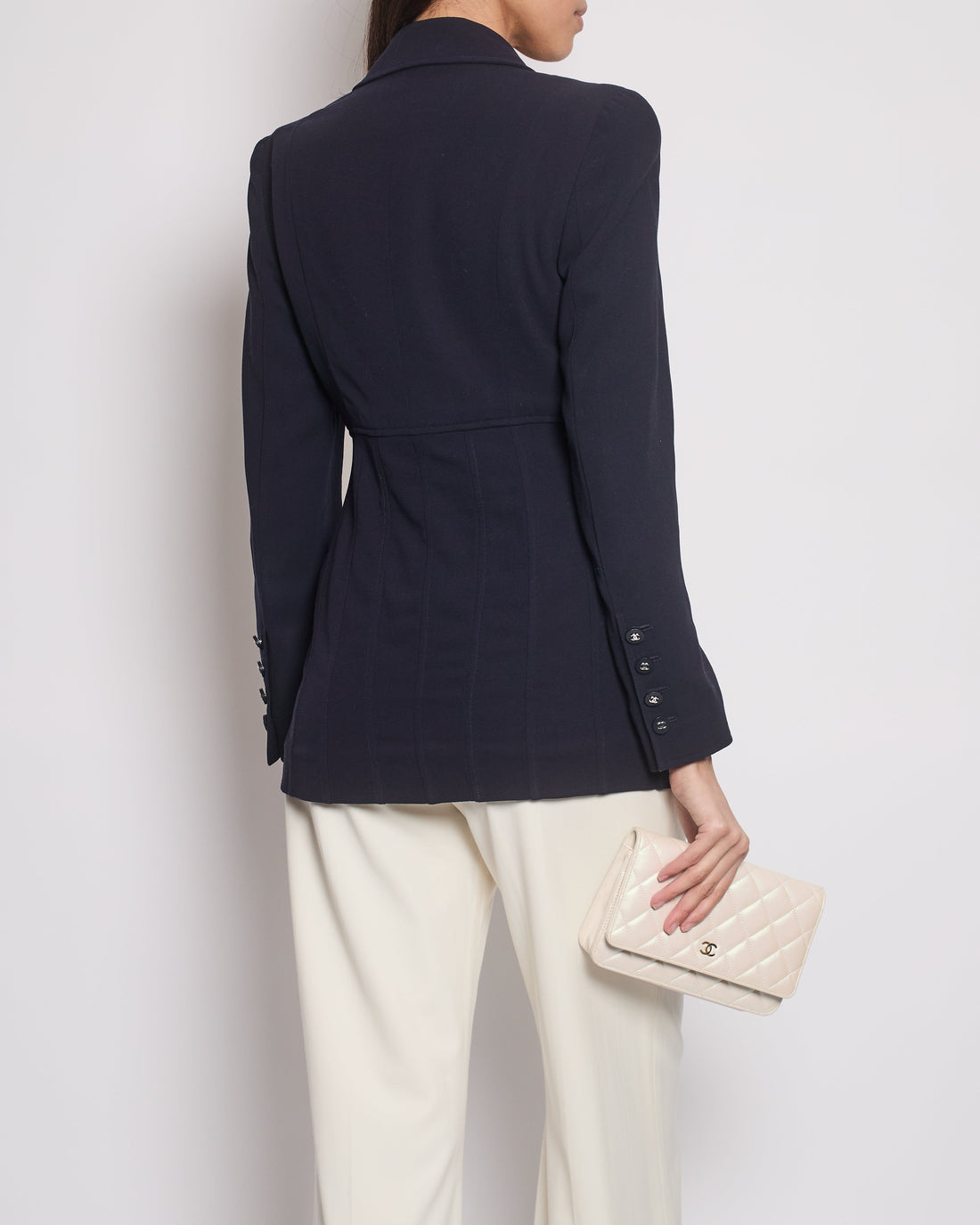 Pearl Street Bags Chanel Navy  Jacket With Silver CC Button Detail Size FR 38 (UK 10)