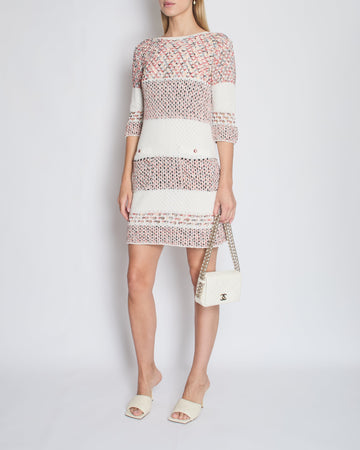 Pearl Street Bags Chanel Orange Crochet Mid Sleeve Midi Dress Size FR 40 (UK 12)