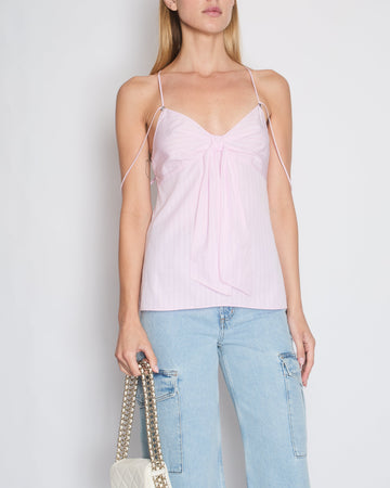 *HOT* Pearl Street Bags Chanel 23P Pink Striped Strap Top with Bow Detail Size FR 38 (UK 10)