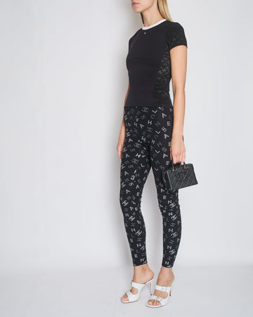 *HOT* Pearl Street Bags Chanel 24C Black Scuba Top with Metallic & Crystal CC Logo Details Size FR 36 (UK 8)