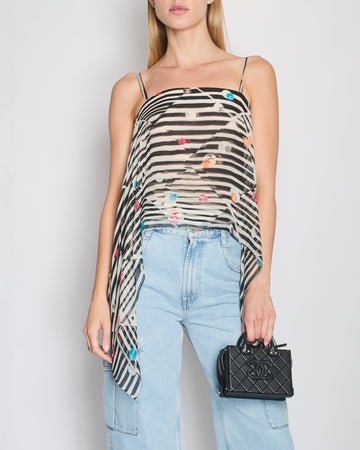 Pearl Street Bags Chanel 24C Black & White Striped Sleeveless Shirt with Polka Dot Details FR 36 (UK 8)
