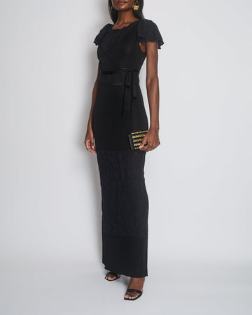 Pearl Street Bags Chanel Black Short Sleeve Maxi Dress with Sheer Panelling Size FR 36 (UK 8)