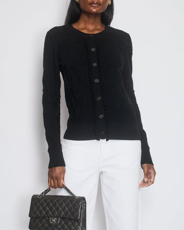 Pearl Street Bags Chanel Black Knitted Button Down igan with Ruched Trim Size FR 40 (UK 12)