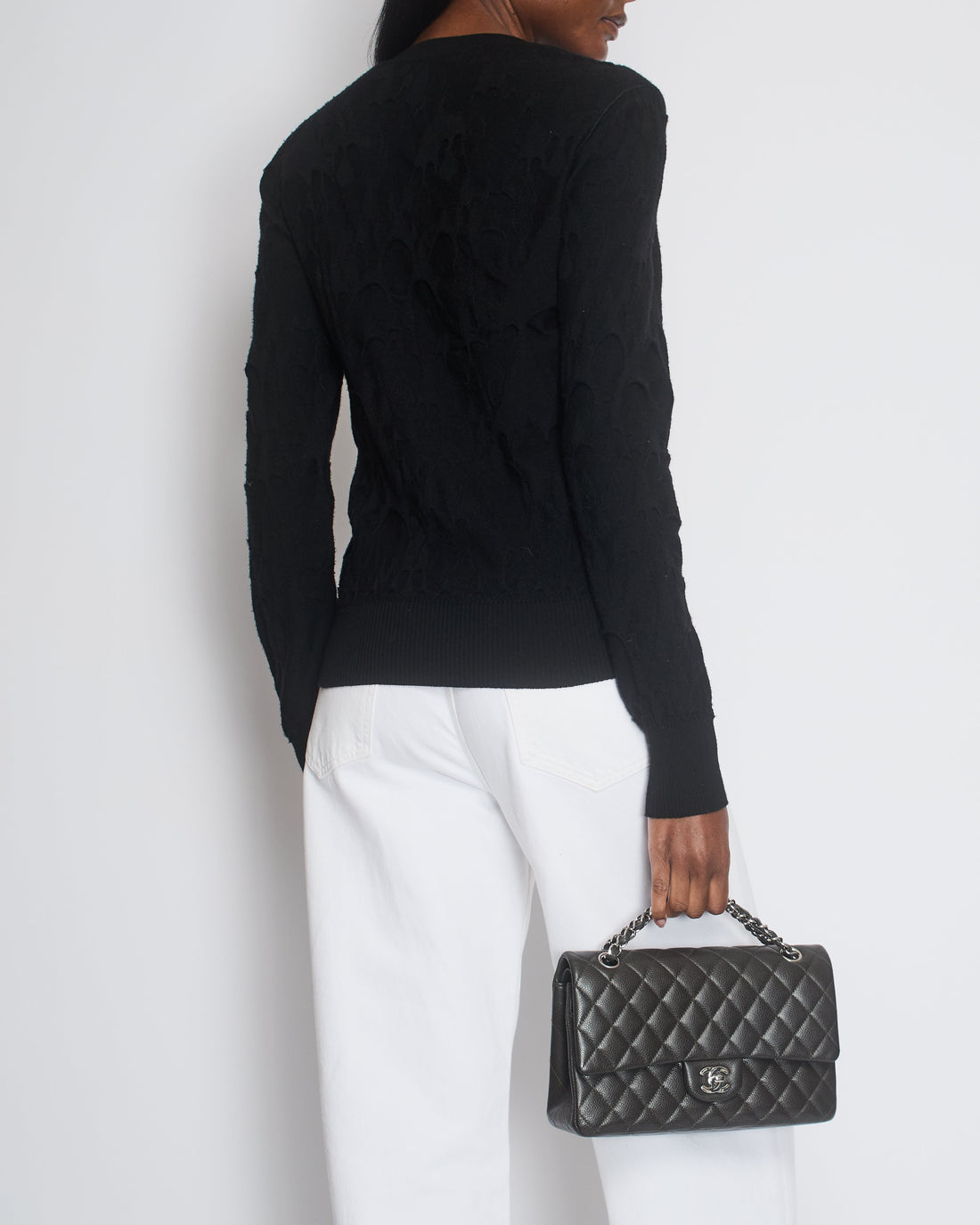 Pearl Street Bags Chanel Black Knitted Button Down igan with Ruched Trim Size FR 40 (UK 12)