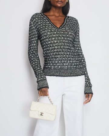Pearl Street Bags Chanel Seoul 2010 Black V-Neck Lesage Tweed Jumper Size FR 40 (UK 12)