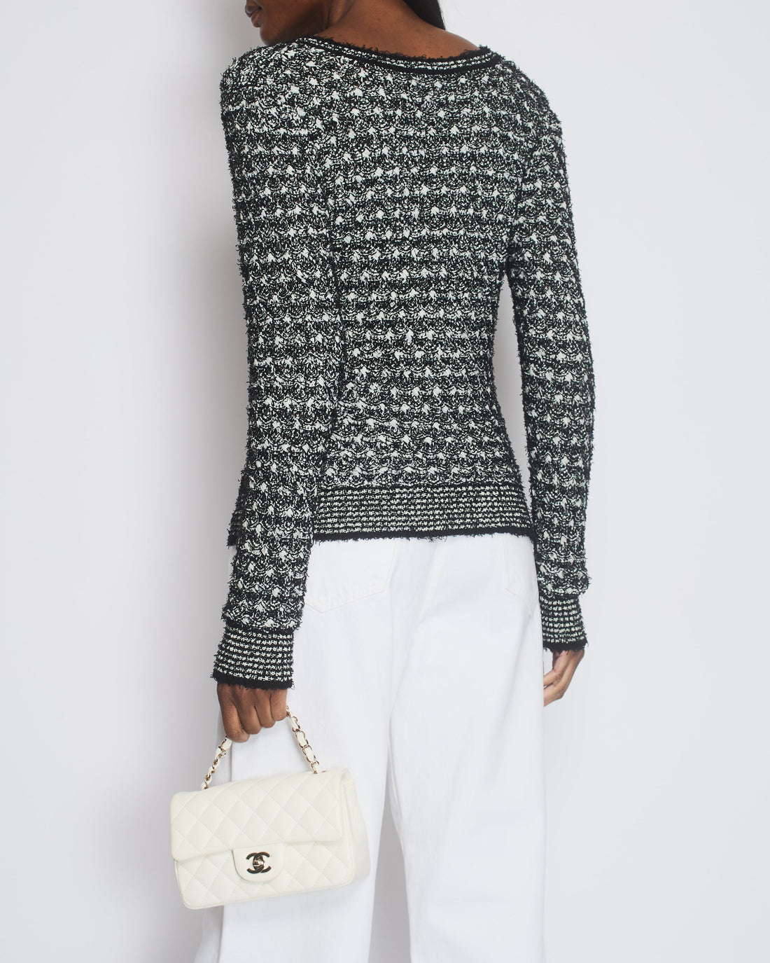 Pearl Street Bags Chanel Seoul 2010 Black V-Neck Lesage Tweed Jumper Size FR 40 (UK 12)