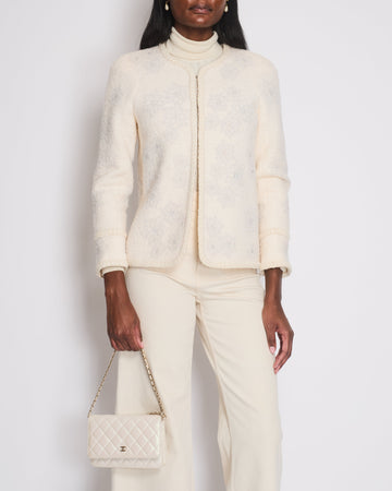 Pearl Street Bags Chanel 15A Paris-Salzburg Cream Tweed Jacket with Sequin Embellished Edelweiss and Pearl Buttons Size FR 36 (UK 8)