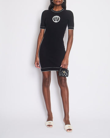Pearl Street Bags Chanel Black Round Neck No5 Logo Knitted Dress Size 36 (UK 8)