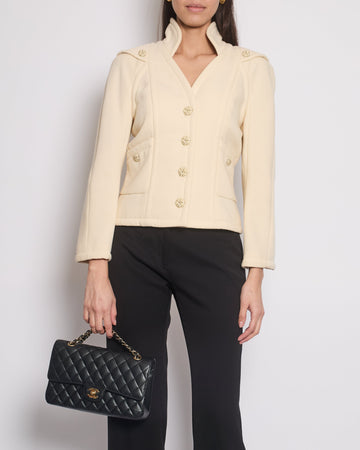 Pearl Street Bags Chanel Cream Wool Jacket with Textured CC Button Details Size FR 38 (UK 10)