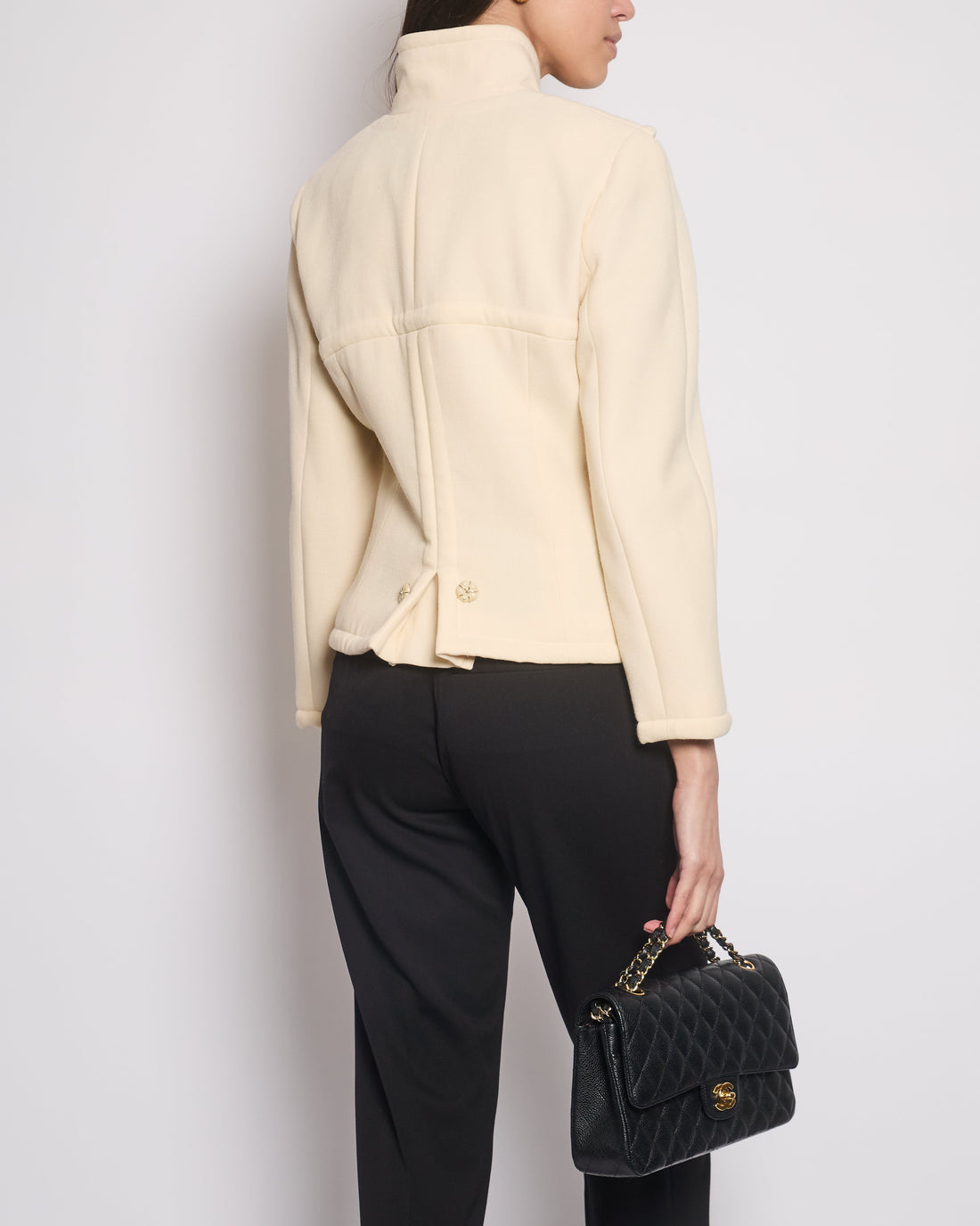 Pearl Street Bags Chanel Cream Wool Jacket with Textured CC Button Details Size FR 38 (UK 10)
